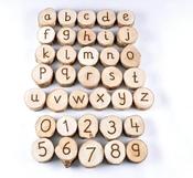 Handcrafted Wooden Letters And Numbers - Set of 36