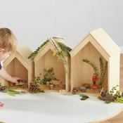 Nesting Wooden Small World Houses 3pk