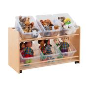 Rookie Range Open Mobile Basket Shelf With Clear Boxes