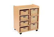 Storage Unit with 4 Shallow 3 Deep Wicker Baskets