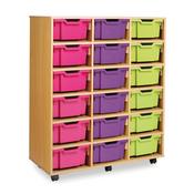Tray Storage Unit With 18 Deep Trays - 3 colour options