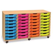 Tray Storage Unit With 32 Shallow Trays - 3 colour options