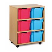 Tray Storage Unit With 6 Extra Deep Trays - 3 colour options