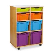 Tray Storage Unit With 8 Mixed Size Trays - 3 colour options