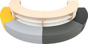 Unit with curved seating - yellow, black, grey