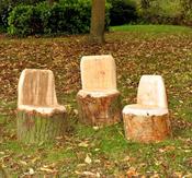 Wooden Carved Out Seats set of 3