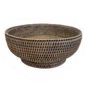 Rattan Round Fruit Bowl - Light Grey Wash image