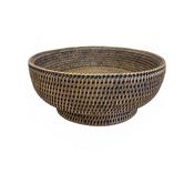 Rattan Round Fruit Bowl - Light Grey Wash