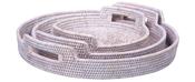 Set of 3 Rattan Round Trays with Handles - Natural Wash image