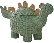 Rattan Dino Storage Basket - Foam Green