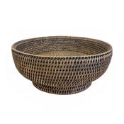 Rattan Round Fruit Bowl - Light Grey Wash image