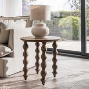 Bobbin Greywash Round Side Table