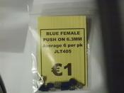 Blue Female Push-On 6.3mm Pack of 6