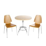 Beech Circa Table &amp;amp; 2 Beech Chrome Chairs