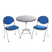 Monza Black Circa Table +&amp;amp; 2 Blue Upholstered Chairs