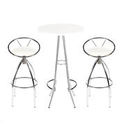 White High Table + 2 White Swivel High Stools image