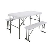 Garden Collection Folding White Table With 2 Benches image