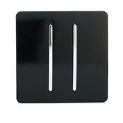Trendi 2 Gang 2 Way Rocker Light Switch Black