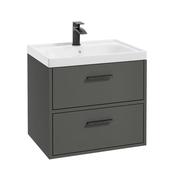 Sonas Finland Dolphin Grey Matt 60Cm Wall Hung Vanity Unit - Black Handle