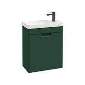 Sonas Freya 55Cm 1 Door Cloakroom Wall Hung Vanity Unit Matt Wreath Green - Black Handle