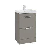 Sonas Stockholm Khaki Matt 50Cm 2 Drawer Floor Standing Vanity Unit - Chrome Handle