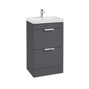 Sonas Stockholm Midnight Grey Matt 50Cm 2 Drawer Floor Standing Vanity Unit - Chrome Handle