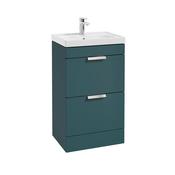 Sonas Stockholm Ocean Blue Matt 50Cm 2 Drawer Floor Standing Vanity Unit - Chrome Handle image