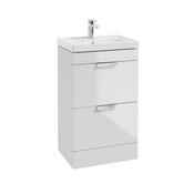 Sonas Stockholm Gloss White 50Cm 2 Drawer Floor Standing Vanity Unit - Chrome Handle