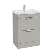 Sonas Stockholm Arctic Grey Matt 60Cm 2 Drawer Floor Standing Vanity Unit - Chrome Handle