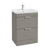 Sonas Stockholm Khaki Matt 60Cm 2 Drawer Floor Standing Vanity Unit - Chrome Handle