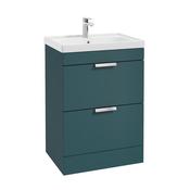Sonas Stockholm Ocean Blue Matt 60Cm 2 Drawer Floor Standing Vanity Unit - Chrome Handle