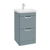 Sonas Freya 50Cm 2 Drawer Floor Standing Vanity Unit Matt Coral Green - Chrome Handle