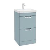 Sonas Freya 50Cm 2 Drawer Floor Standing Vanity Unit Matt Morning Sky Blue - Chrome Handle image