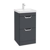 Sonas Freya 50Cm 2 Drawer Floor Standing Vanity Unit Matt Night Sky Blue - Chrome Handle