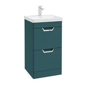 Sonas Freya 50Cm 2 Drawer Floor Standing Vanity Unit Matt Ocean Blue - Chrome Handle