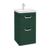 Sonas Freya 50Cm 2 Drawer Floor Standing Vanity Unit Matt Wreath Green - Chrome Handle