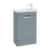 Sonas Freya 55Cm 1 Door Cloakroom Floor Standing Vanity Unit Matt Coral Green - Chrome Handle