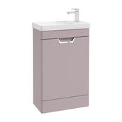 Sonas Freya 55Cm 1 Door Cloakroom Floor Standing Vanity Unit Matt Cashmere Pink - Chrome Handle