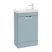Sonas Freya 55Cm 1 Door Cloakroom Floor Standing Vanity Unit Matt Morning Sky Blue - Chrome Handle