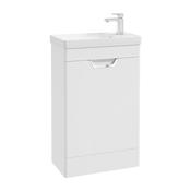 Sonas Freya 55Cm 1 Door Cloakroom Floor Standing Vanity Unit Matt White - Chrome Handle