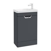 Sonas Freya 55Cm 1 Door Cloakroom Floor Standing Vanity Unit Matt Night Sky Blue - Chrome Handle