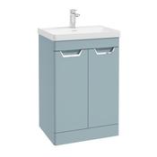 Sonas Freya 60Cm 2 Door Floor Standing Vanity Unit Matt Morning Sky Blue - Chrome Handle