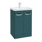 Sonas Freya 60Cm 2 Door Floor Standing Vanity Unit Matt Ocean Blue - Chrome Handle