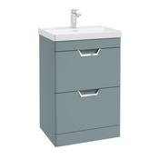 Sonas Freya 60Cm 2 Drawer Floor Standing Vanity Unit Matt Coral Green - Chrome Handle