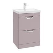 Sonas Freya 60Cm 2 Drawer Floor Standing Vanity Unit Matt Cashmere Pink - Chrome Handle