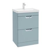 Sonas Freya 60Cm 2 Drawer Floor Standing Vanity Unit Matt Morning Sky Blue - Chrome Handle