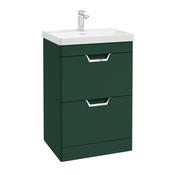Sonas Freya 60Cm 2 Drawer Floor Standing Vanity Unit Matt Wreath Green - Chrome Handle