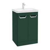 Sonas Freya 60Cm 2 Door Floor Standing Vanity Unit Matt Wreath Green - Chrome Handle image