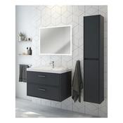 Sonas Finland Midnight Grey Matt 80Cm Wall Hung Vanity Unit - Chrome Handle