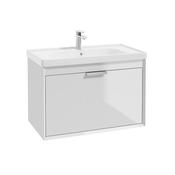 Sonas Fjord Gloss White 80Cm Wall Hung Vanity Unit - Chrome Handle